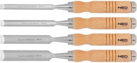 NEO 37-800 - Houtbeitelset - 6-24 mm - 4 Stuks - Houten Handgreep