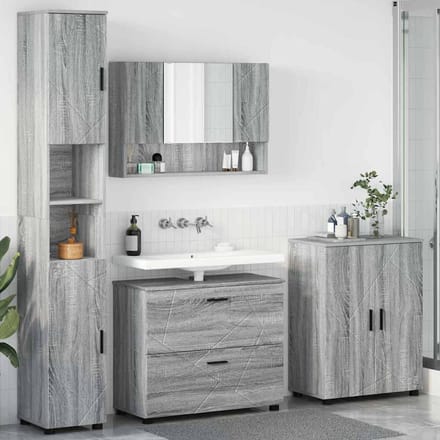 vidaXL - Badkamermeubel - Set - 4 - st - Grijs - Sonoma - 35 - x - 30 - x - 192 - cm