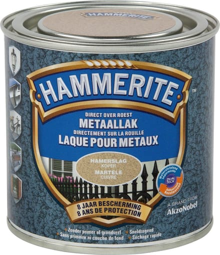 Hammerite Metaallak Hamerslag - Koper - Koper - 250 ml - 10 m²/l - Afwerkingslaag