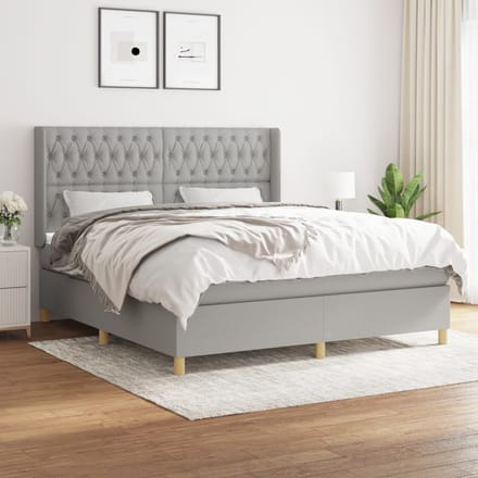 vidaXL - Boxspring - met - matras - stof - lichtgrijs - 180x200 - cm