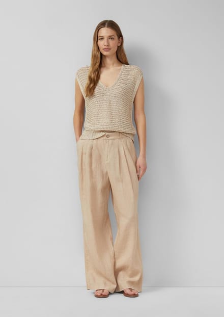 s.Oliver - female - Broek / Extra wijde pijpen / Hoge taille van linnen