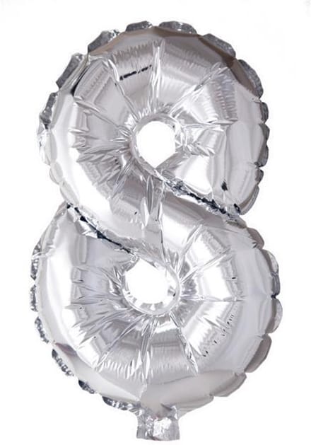 New Age Devi - Folieballon 8-jaar zilver 41cm
