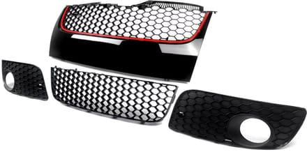 Voorbumper Mesh Grille - Voor VW Jetta GTI/GLI MK5 (2006-2009)- Rode Bekleding