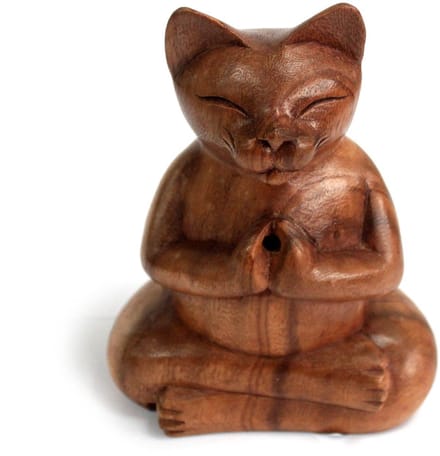 Houten gesneden wierookbranders - Grote yogakat