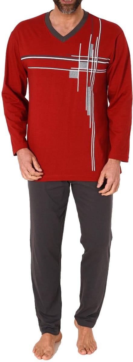Elegante herenpyjama met lange mouwen en frontprint - ook in oversizes