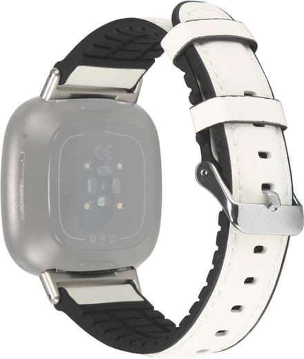 Leren bandje - geschikt voor Fitbit Versa 3 / Sense - wit