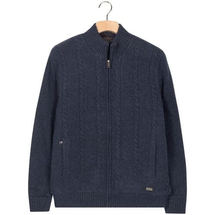 Baileys Vest Lined Cable Pattern Full Zip Wool Blend Dark Blue / male