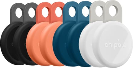 Chipolo LOOP – Bluetooth Tracker & KeyFinder – Oplaadbaar & Waterdicht - Compatibel met Apple Find My & Google Find Hub – 125 dB – Charcoal & Chalk & Navy & Coral - 8 Pack