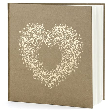 Partydeco Gastenboek kraft hart - goud