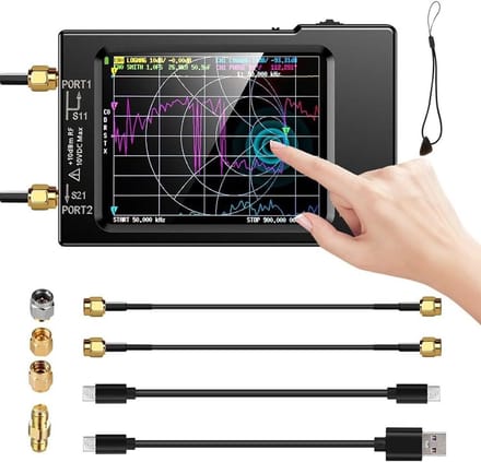 Netwerk Analyzer - VHF UHF HF - Antenne Testen - Draagbaar Touchscreen - 10KHz-1.5GHz - Zwart