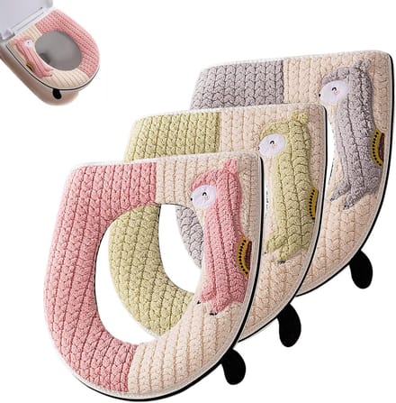 Zachte en Wasbare Toiletbril Covers, Set van 3, Antibacterieel, Met Rits en Comfortabele Padding