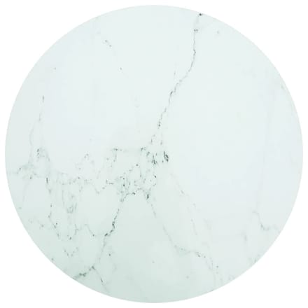 vidaXL - Tafelblad - Ø90x1 - cm - gehard - glas - met - marmeren - design - wit