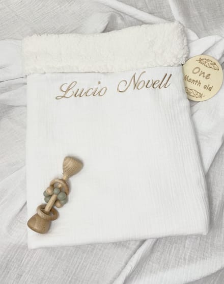 Deken | Teddy | Wit | Gepersonaliseerd | Met naam | Oeko-tex | MET GRATIS NAAM BORDUREN