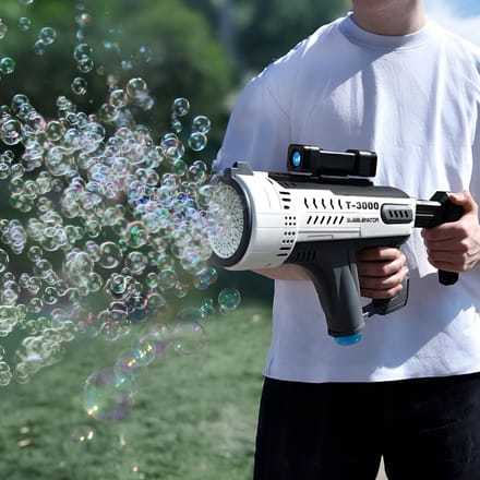 MikaMax BubbleNator T-3000 - 57-gaats Bellenblaas Pistool met LED, USB Opladen - 100 bubbels/sec