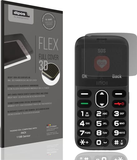 dipos FLEX – Matte Privacy Screenprotector geschikt voor INOI 118B Senior | Volledige Schermbescherming | Case-Friendly