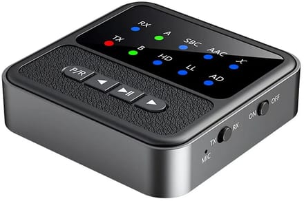 Audio Adapter - Zender Ontvanger - Draadloos Muziek Streamen - Bluetooth 5.4 - 20 Meter Bereik - Zwart