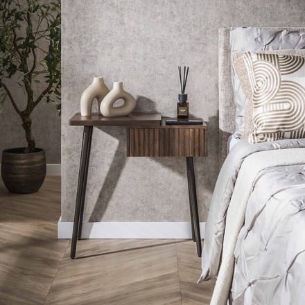 Nachtkastje Oslo Links Acaciahout Drift Brown 1 Lade
