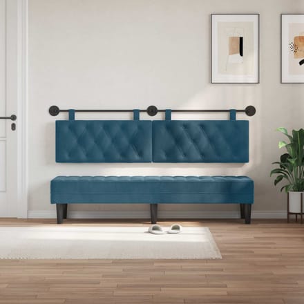 vidaXL - Hangend - hoofdbord - Blauw - Fluweel