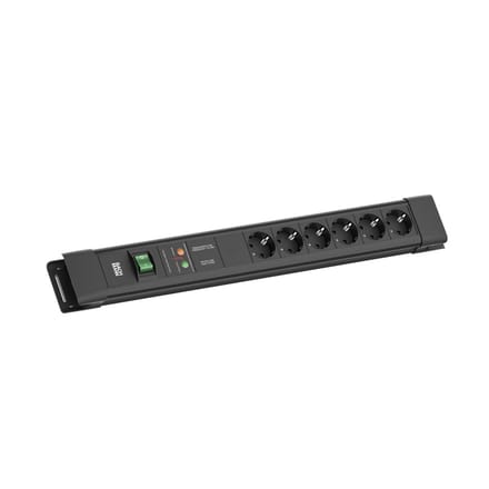 BACHMANN CONNECTUS 6xCEE7/3, 1xGVS 1xschakelaar 2,0 m CEE7/7 zwart
