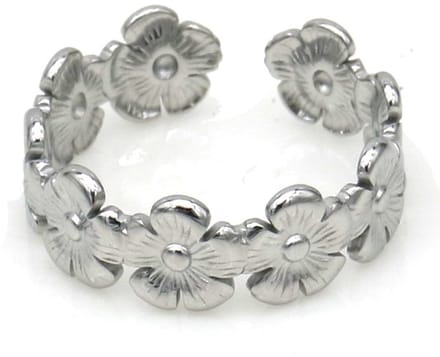 Ring - RVS - bloemen - verstelbaar