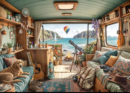 Bluebird Puzzle legpuzzel Camping Coast - 500 stukjes puzzel.