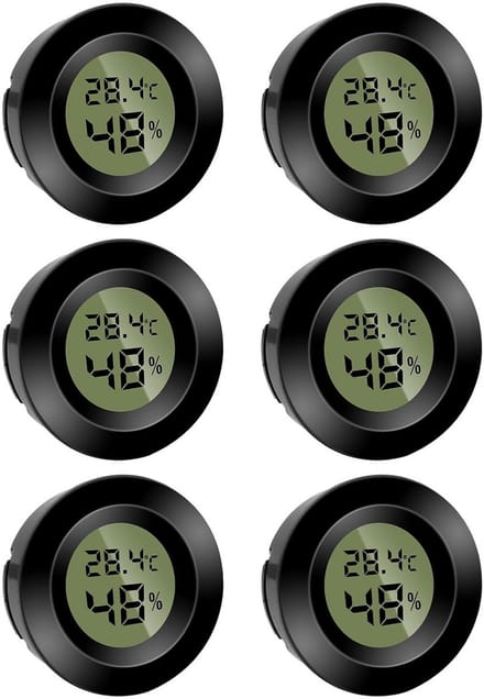 6 Stuks Digitale Mini Hygrometer Thermometer Rond Luchtvochtigheid en Temperatuurmeter
