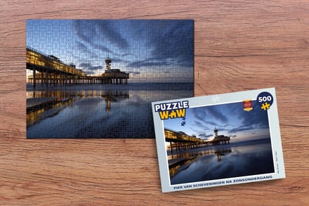 Puzzel Pier van Scheveningen na zonsondergang - Legpuzzel - Puzzel 500 stukjes