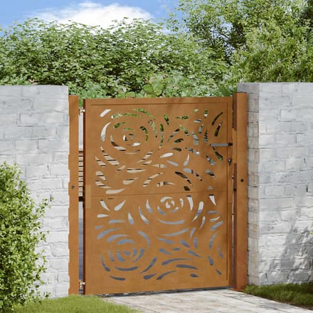 vidaXL - Poort - met - vlamontwerp - 100x100 - cm - weervast - staal