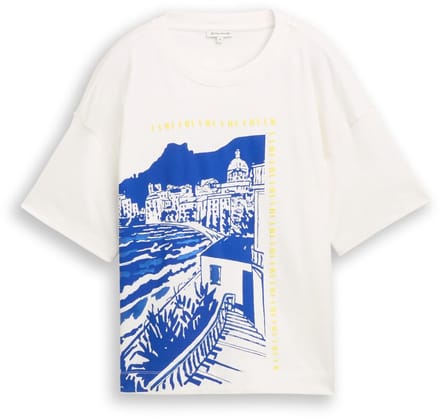 Tom Tailor - T-shirt met print - Maat XL - Whisper White