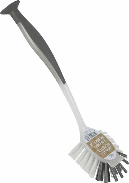 Afwasborstel met zuignap - 25 cm - grijs - afwassen - Huishoud keuken accessoires