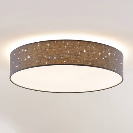 Lindby LED plafondlamp Ellamina, Ø 60 cm, antraciet, textiel