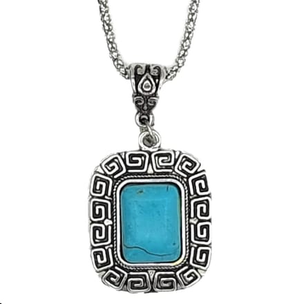 Rhylane – Ketting Met Turquoise Hanger Vierkant - Lengte - 50 + 7 cm verstelbaar