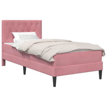 vidaXL - Bedframe - met - matras - met - hoofdeinde - Roze - 90 - x - 200 - cm - Fluweel