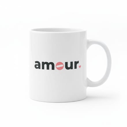 Amour Liefde Koffiemok 330 ml – Minimalistisch Romantisch Cadeau Mok