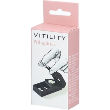 VITILITY Tabletsplijter - Zwart - Pillendoosje - Pillensnijder
