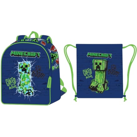 Minecraft tassenset; rugzak en gymtas
