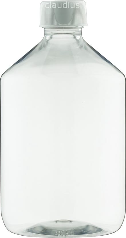 Lege Plastic Fles 500 ml PET apothekersfles transparant - met witte ribbeldop – set van 10 stuks - Navulbaar - leeg