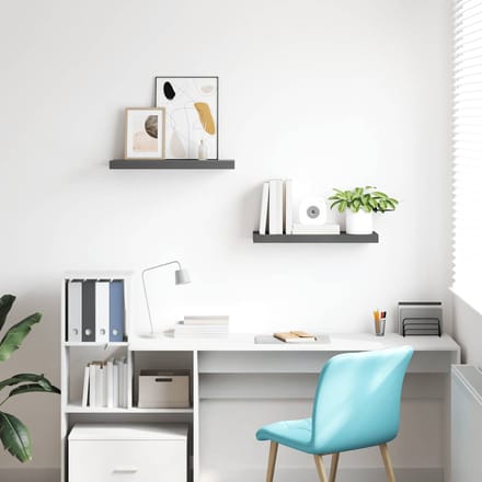 vidaXL - Wandschappen - zwevend - 2 - st - 60x23,5x3,8 - cm - MDF - hoogglans - grijs