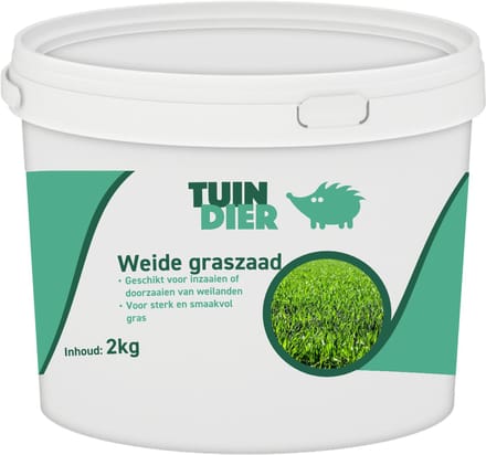 Weide graszaad | TUIN-DIER® | Graszaad weidemengsel | In handige bewaaremmer | 2.000 gram | 2 kilogram
