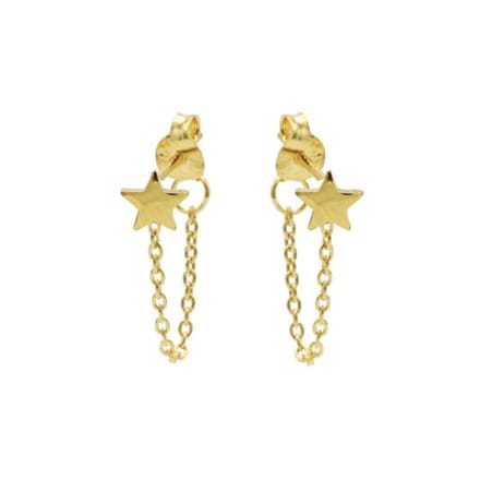 Karma oorbel Chain Star Zilver Goldplated-M1857
