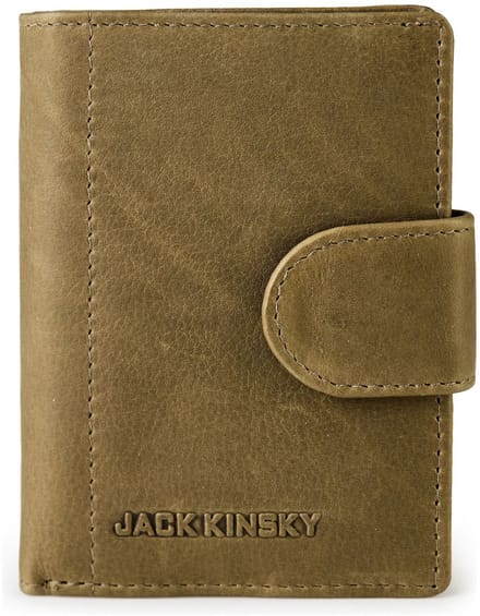 Jack Kinsky Aruba Portemonnee RFID-bescherming Leer 7.5 cm - Jongens - Staand formaat - oliv