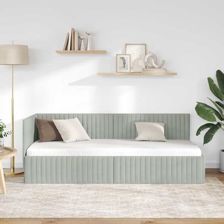 vidaXL - Hoek - Bed - Frame - Lichtgrijs - 80 - x - 200 - cm - Fluweel