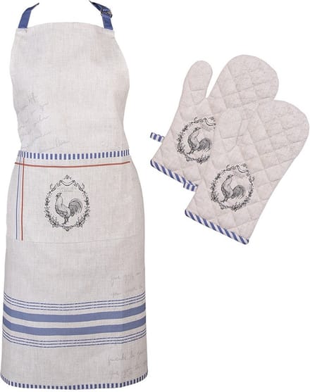 Clayre & Eef Keukenschort en ovenwant set van 3