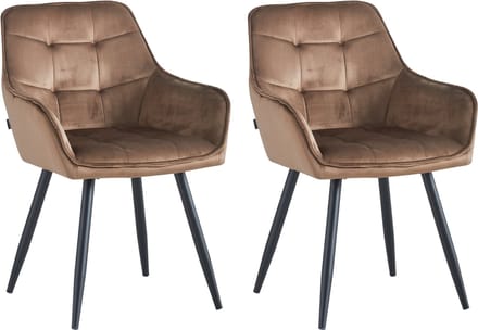 Colenis® - Oriana Eetkamerstoel - Set Van 2 - Bruin - Fluweel - Velvet - Industrieel