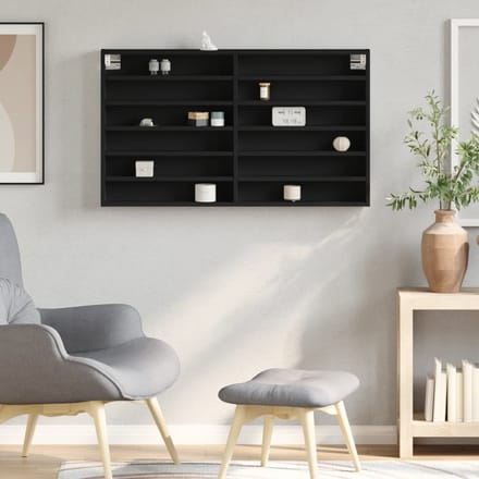 vidaXL - Vitrinekast - 100x8,5x58 - cm - bewerkt - hout - zwart