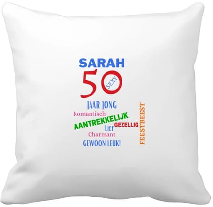Akyol - sarah 50 Kussen hoes - Verjaardag cadeau - mama - grappige tekst - 40 bij 40 cm
