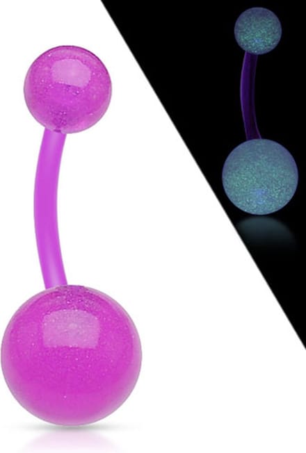 Piercing flexibele bio plast glow in the dark paars - LMPiercings
