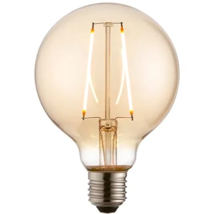 Brilliant Ledfilamentlamp Globe - Amber - D9,5cm - Warm Wit - E27 - 2w