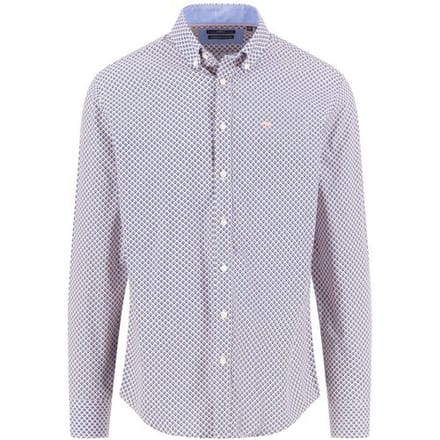 Fynch-Hatton Overhemd Combi Squares Dot Fantasy Peach-Blue / male