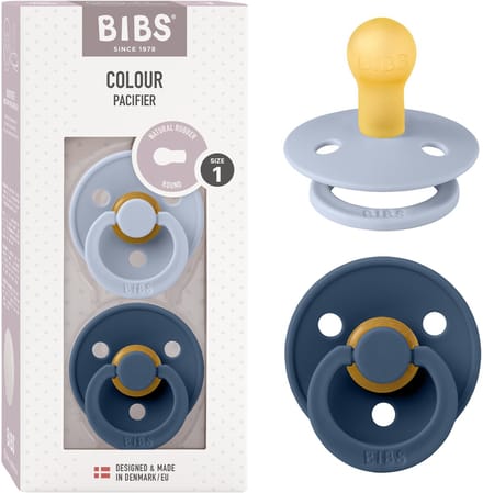 BIBS Colour Fopspeen - 0-6 mnd - 2-pack - Rond - Dusty Blue/Steel Blue